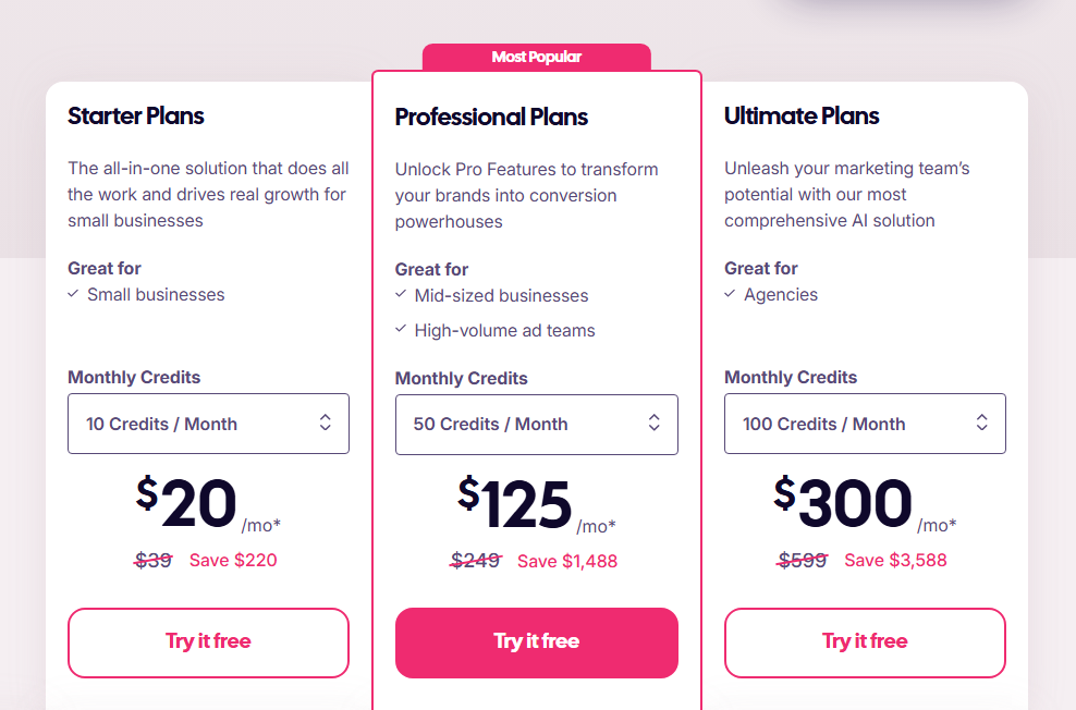 AdCreative.ai pricing